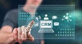 Man touching a crm concept Royalty Free Stock Photo