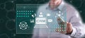 Man touching a crm concept Royalty Free Stock Photo