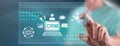 Man touching a crm concept Royalty Free Stock Photo