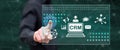 Man touching a crm concept Royalty Free Stock Photo