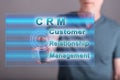 Man touching a crm concept on a touch screen Royalty Free Stock Photo