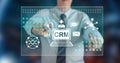 Man touching a crm concept Royalty Free Stock Photo