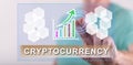 Man touching a cryptocurrency success concept on a touch screen Royalty Free Stock Photo