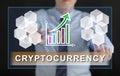 Man touching a cryptocurrency success concept on a touch screen Royalty Free Stock Photo