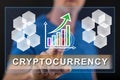 Man touching a cryptocurrency success concept on a touch screen Royalty Free Stock Photo