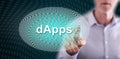 Man touching a dapps concept Royalty Free Stock Photo