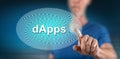 Man touching a dapps concept Royalty Free Stock Photo