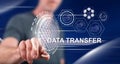 Man touching a data transfer concept Royalty Free Stock Photo
