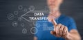 Man touching a data transfer concept Royalty Free Stock Photo