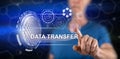 Man touching a data transfer concept Royalty Free Stock Photo