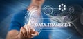 Man touching a data transfer concept Royalty Free Stock Photo