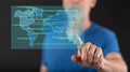 Man touching a data transfer concept on a touch screen Royalty Free Stock Photo