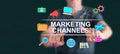Man touching a marketing channels concept Royalty Free Stock Photo