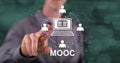 Man touching a mooc concept