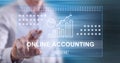 Man touching an online accounting concept Royalty Free Stock Photo
