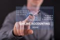 Man touching an online accounting concept on a touch screen Royalty Free Stock Photo