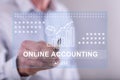 Man touching an online accounting concept on a touch screen Royalty Free Stock Photo