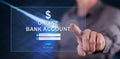 Man touching an online bank account website Royalty Free Stock Photo