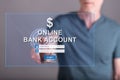 Man touching an online bank account website on a touch screen Royalty Free Stock Photo