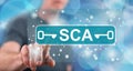 Man touching a sca concept Royalty Free Stock Photo