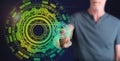 Man touching a tech concept Royalty Free Stock Photo