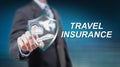 Man touching a travel insurance concept Royalty Free Stock Photo