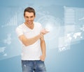 Man touching virtual screen Royalty Free Stock Photo
