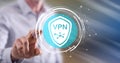 Man touching a vpn concept Royalty Free Stock Photo