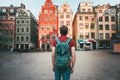 Man tourist walking in Stockholm travel sightseeing Royalty Free Stock Photo