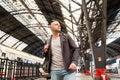 Man on train station Royalty Free Stock Photo