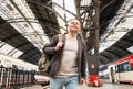 Man on train station Royalty Free Stock Photo