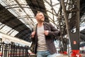 Man on train station Royalty Free Stock Photo