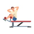 Man Training on Abdominal Crunch Bench Vector Illustration Royalty Free Stock Photo