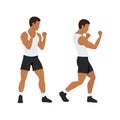 Man training boxing. Uppercut step by step