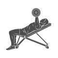 Man training chest with dumbbells on bench press