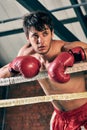 Man training gym boxing mma ring shadow boxing mixed martial art Royalty Free Stock Photo