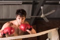 Man training gym boxing mma ring shadow boxing mixed martial art Royalty Free Stock Photo