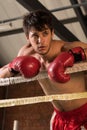 Man training gym boxing mma ring shadow boxing mixed martial art Royalty Free Stock Photo