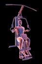Man training on hammer strength macine, 3D illustration
