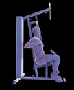 Man training on hammer strength macine, 3D illustration