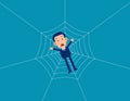Man trap spider web. Business fall into a trap Royalty Free Stock Photo