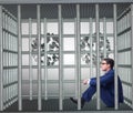 Man trapped in prison with dollars Royalty Free Stock Photo