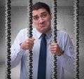 Man trapped in prison with dollars Royalty Free Stock Photo