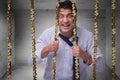 The man trapped in prison with dollars Royalty Free Stock Photo