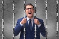 The man trapped in prison with dollars Royalty Free Stock Photo