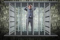 The man trapped in prison with dollars Royalty Free Stock Photo