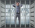 Man trapped in prison with dollars Royalty Free Stock Photo