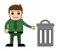 Man with Trash Bin Vector Illustration