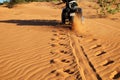 Man, travel, adventure nature, wheel tracks