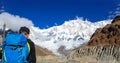 Tourist Hiker Walking Towards Mount Everest Base-camp